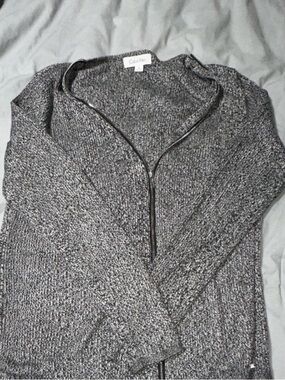 Calvin Klein Marled Gray Knit Zip Sweater